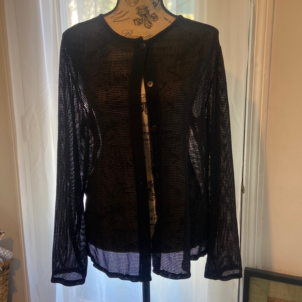 Sheer mesh black cardigan